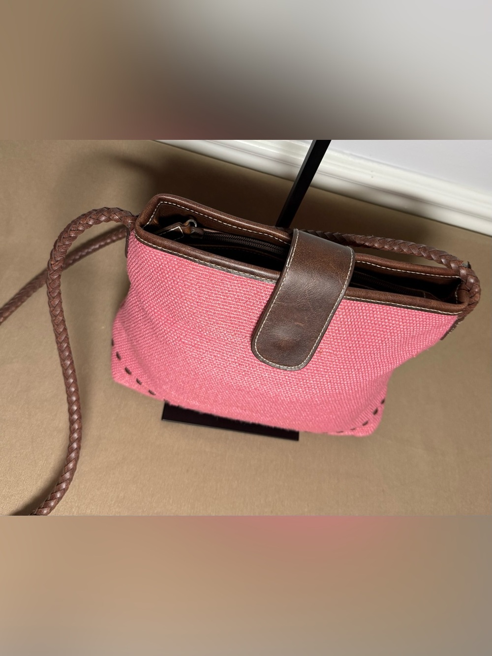 Relic by Fossil Pink Woven Canvas Crossbody Bag with Braided Strap - Picture 3 of 6